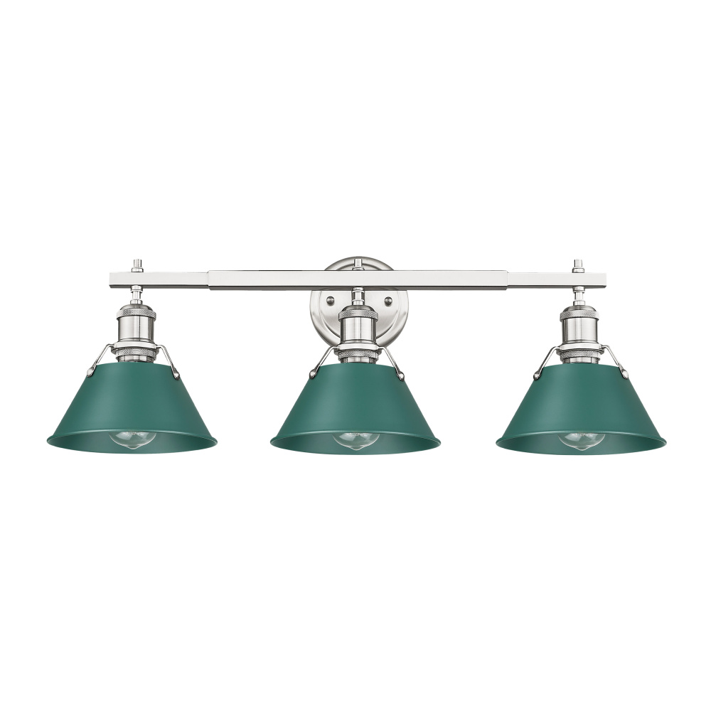 Yep by Golden Lighting Orwell 3-light Vanity in Pewter and Pine Green shade